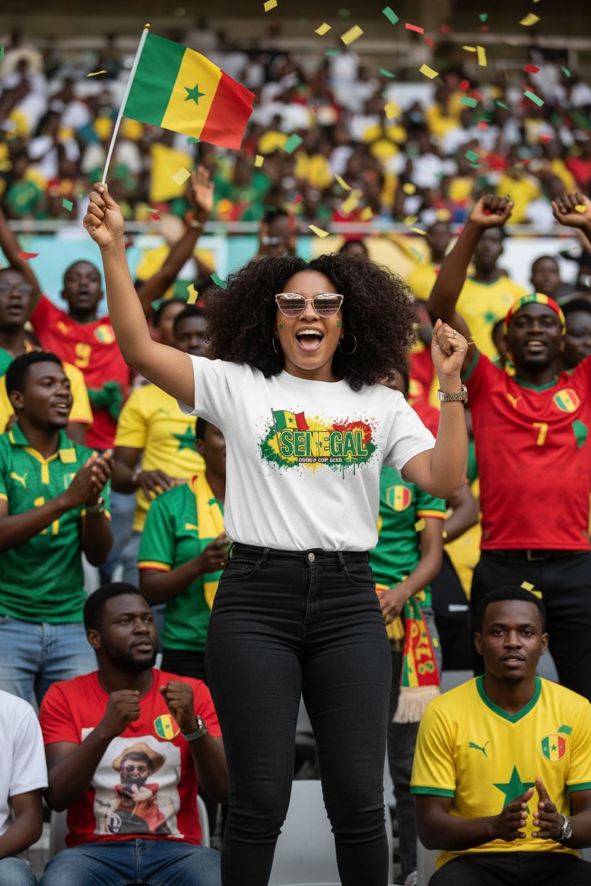 Senegal World Cup 2026 T-Shirt - Bold Graffiti Flag Design by StayClothed.com