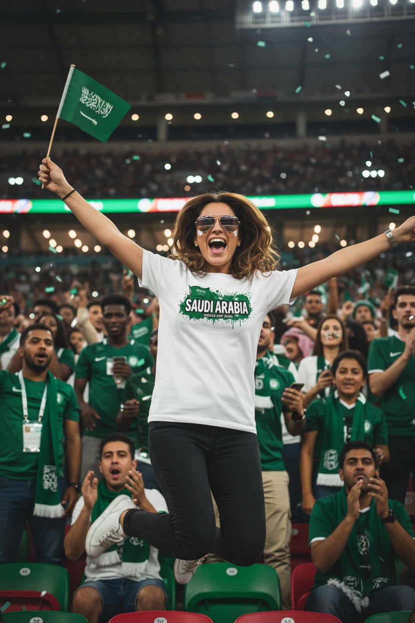 Saudi Arabia World Cup 2026 T-Shirt - Bold Graffiti Flag Design by StayClothed.com
