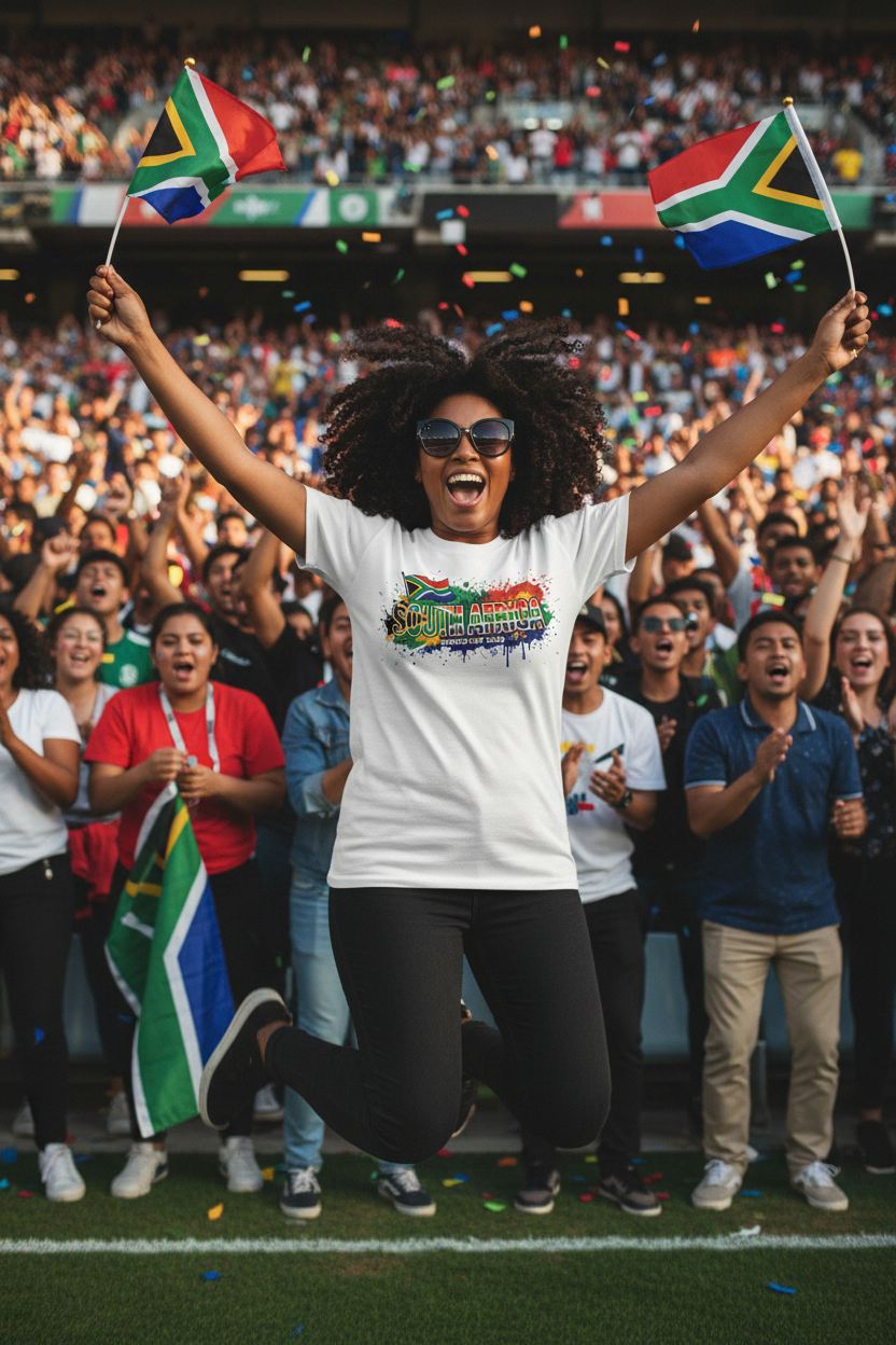 South Africa World Cup 2026 T-Shirt - Bold Graffiti Flag Design by StayClothed.com