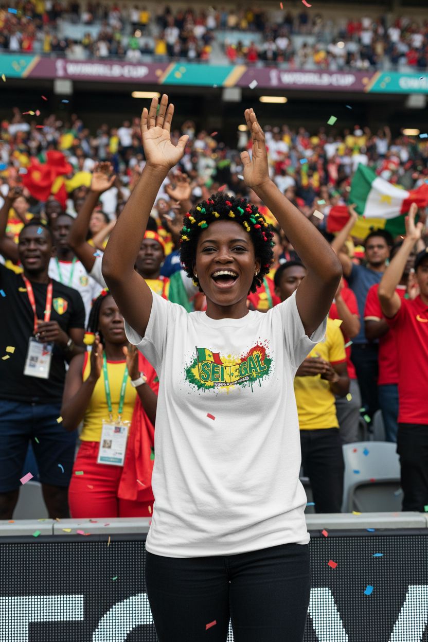 Senegal World Cup 2026 T-Shirt - Bold Graffiti Flag Design by StayClothed.com