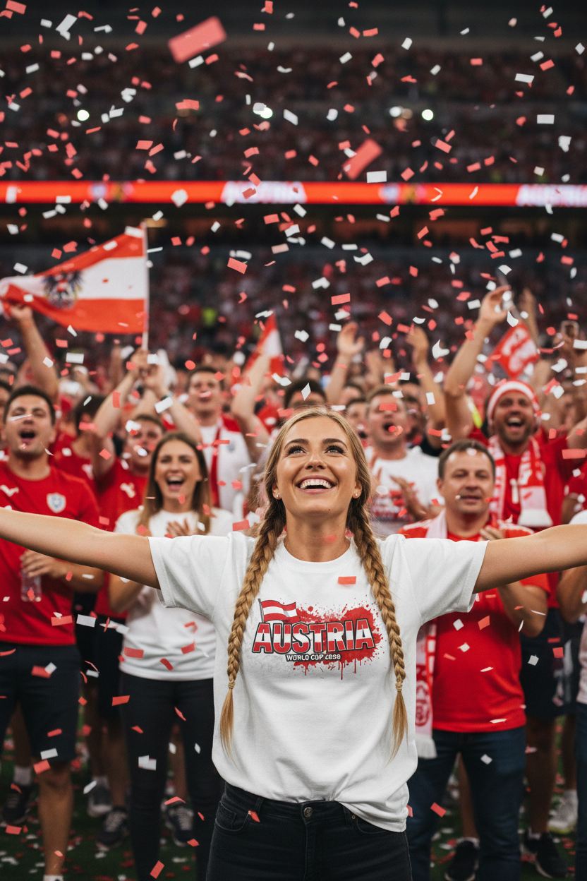 Austria World Cup 2026 T-Shirt - Bold Graffiti Flag Design by StayClothed.com