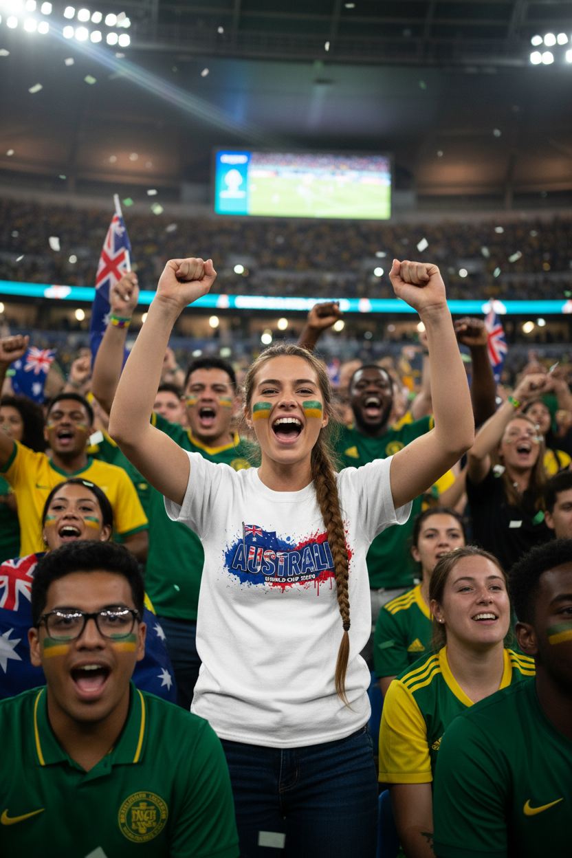 Australia World Cup 2026 T-Shirt - Bold Graffiti Flag Design by StayClothed.com