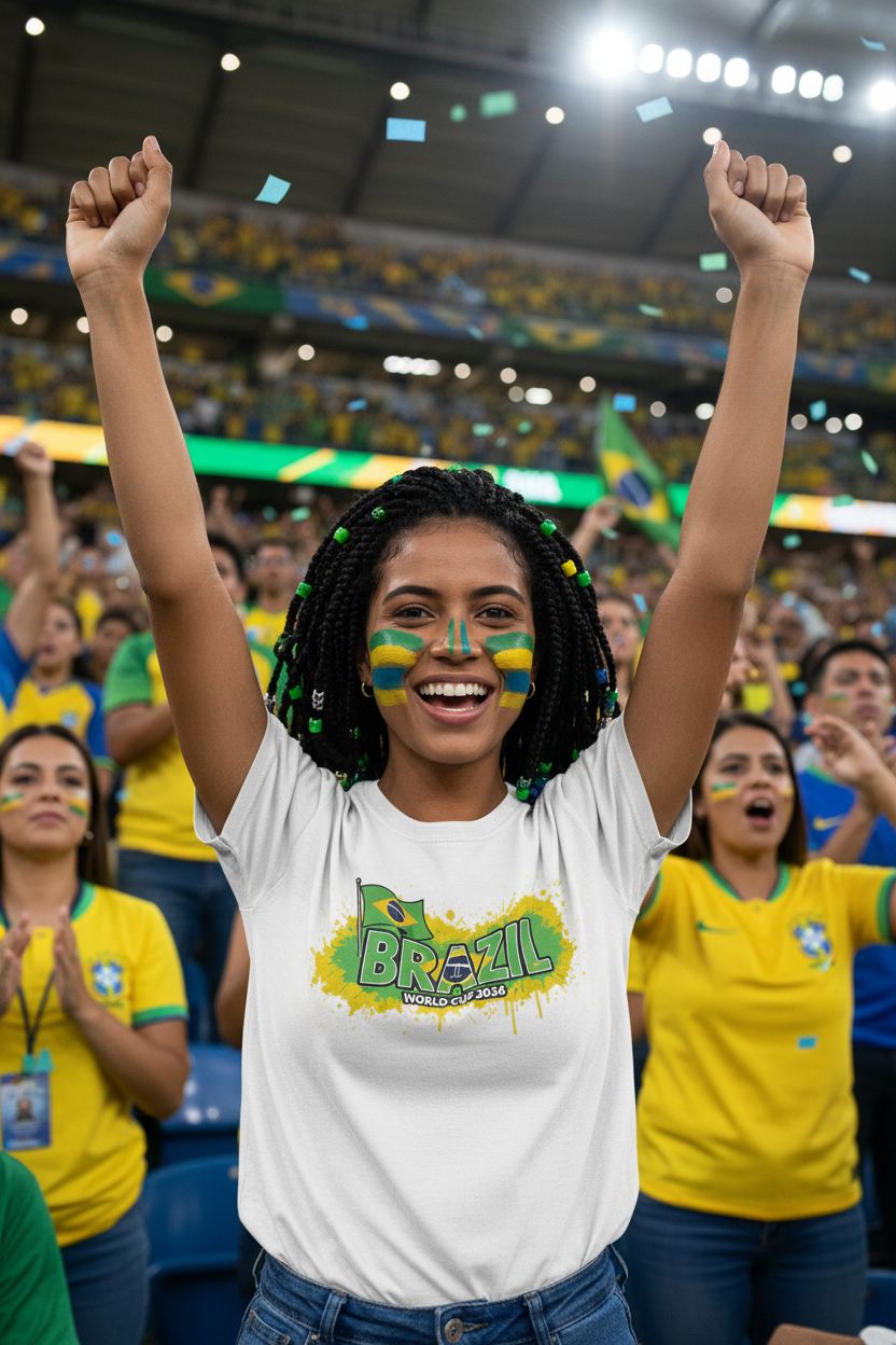 Brazil World Cup 2026 T-Shirt - Bold Graffiti Flag Design by StayClothed.com