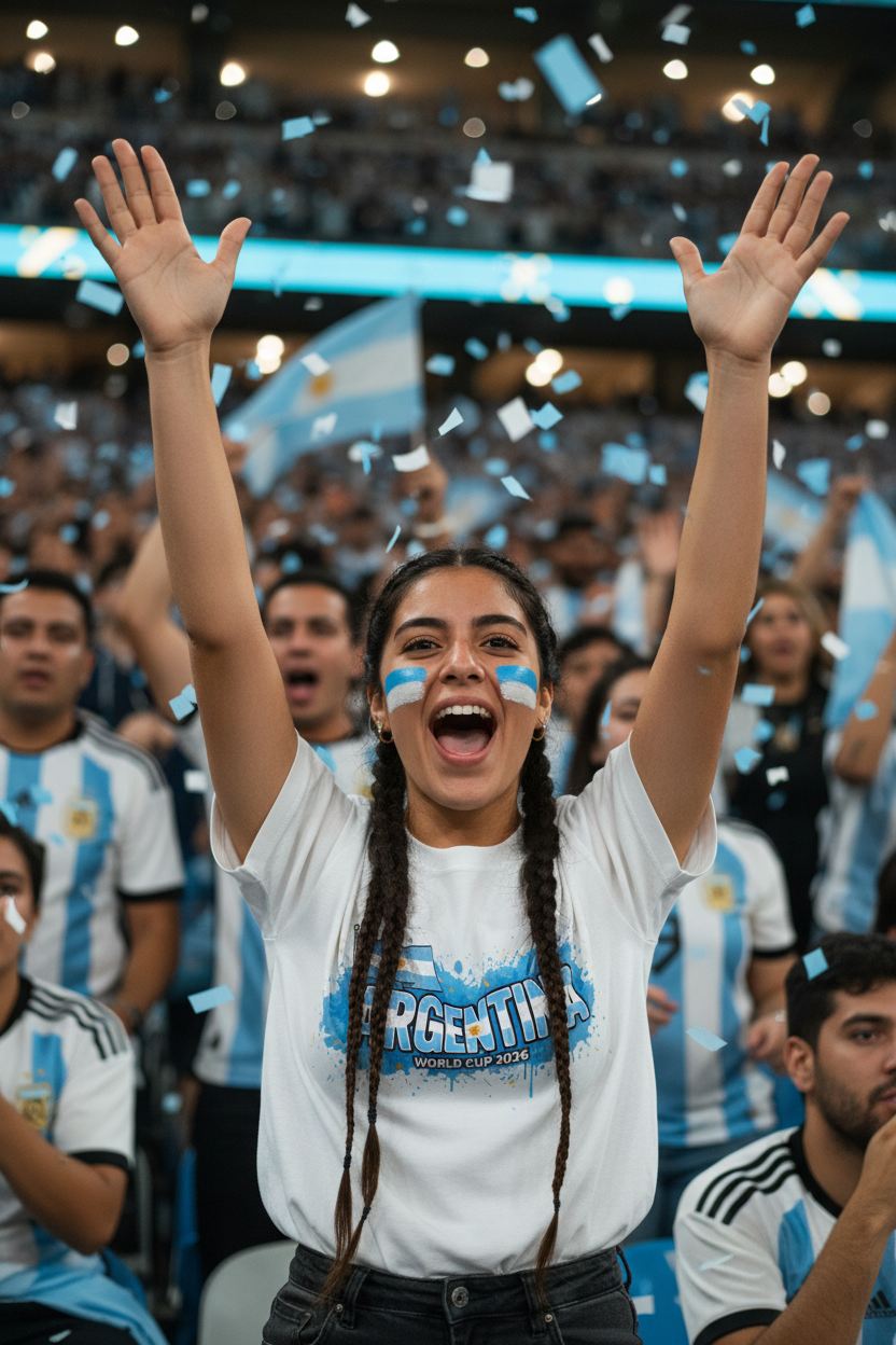 Argentina World Cup 2026 T-Shirt - Bold Graffiti Flag Design by StayClothed.com