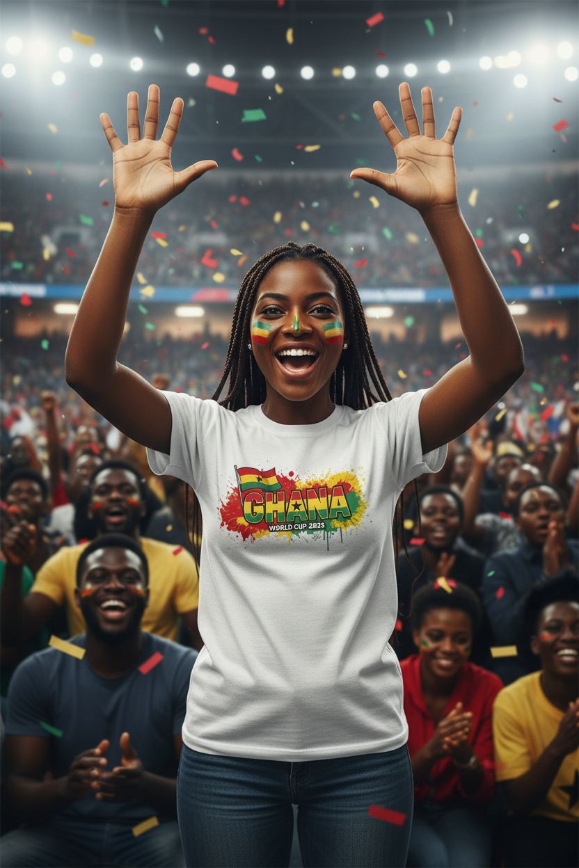 Ghana World Cup 2026 T-Shirt - Bold Graffiti Flag Design by StayClothed.com