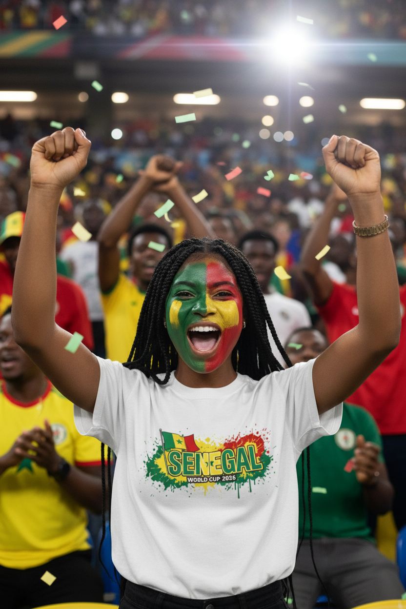 Senegal World Cup 2026 T-Shirt - Bold Graffiti Flag Design by StayClothed.com
