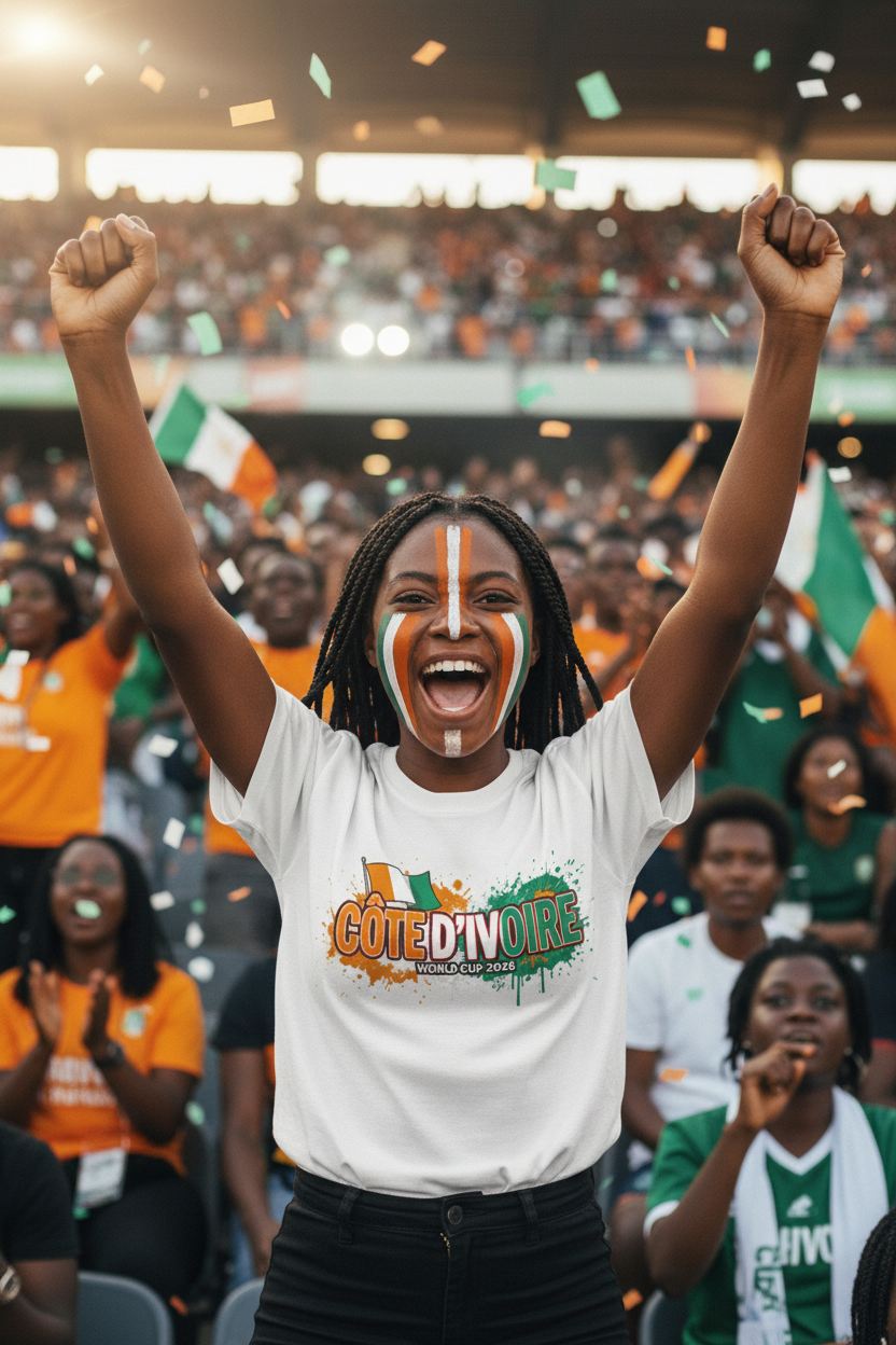 Côte d'Ivoire World Cup 2026 T-Shirt - Bold Graffiti Flag Design by StayClothed.com