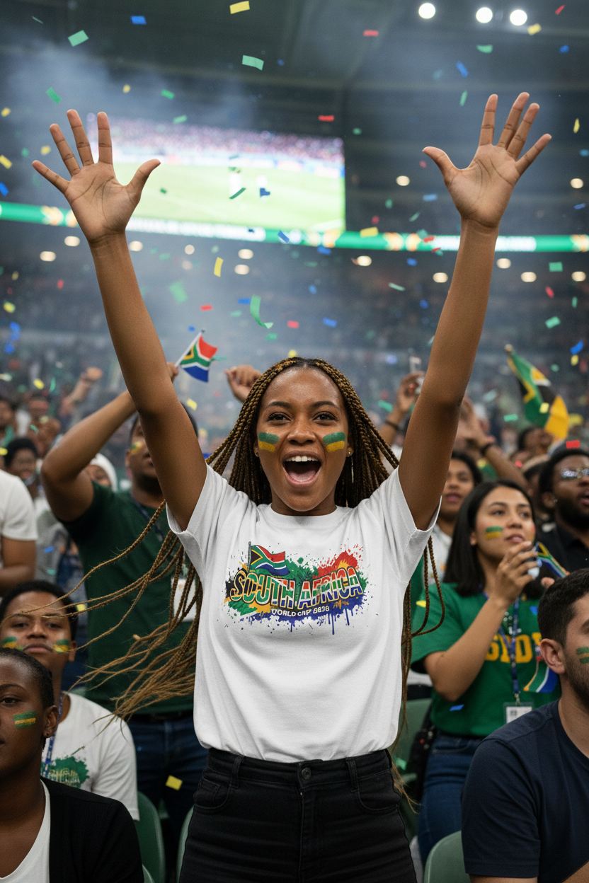 South Africa World Cup 2026 T-Shirt - Bold Graffiti Flag Design by StayClothed.com