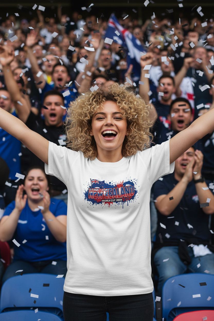 New Zealand World Cup 2026 T-Shirt - Bold Graffiti Flag Design by StayClothed.com