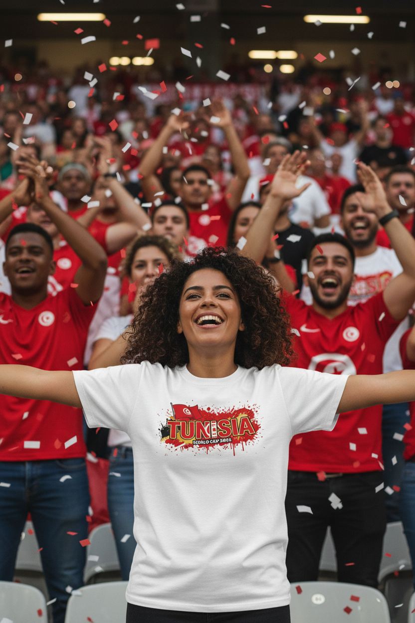 Tunisia World Cup 2026 T-Shirt - Bold Graffiti Flag Design by StayClothed.com