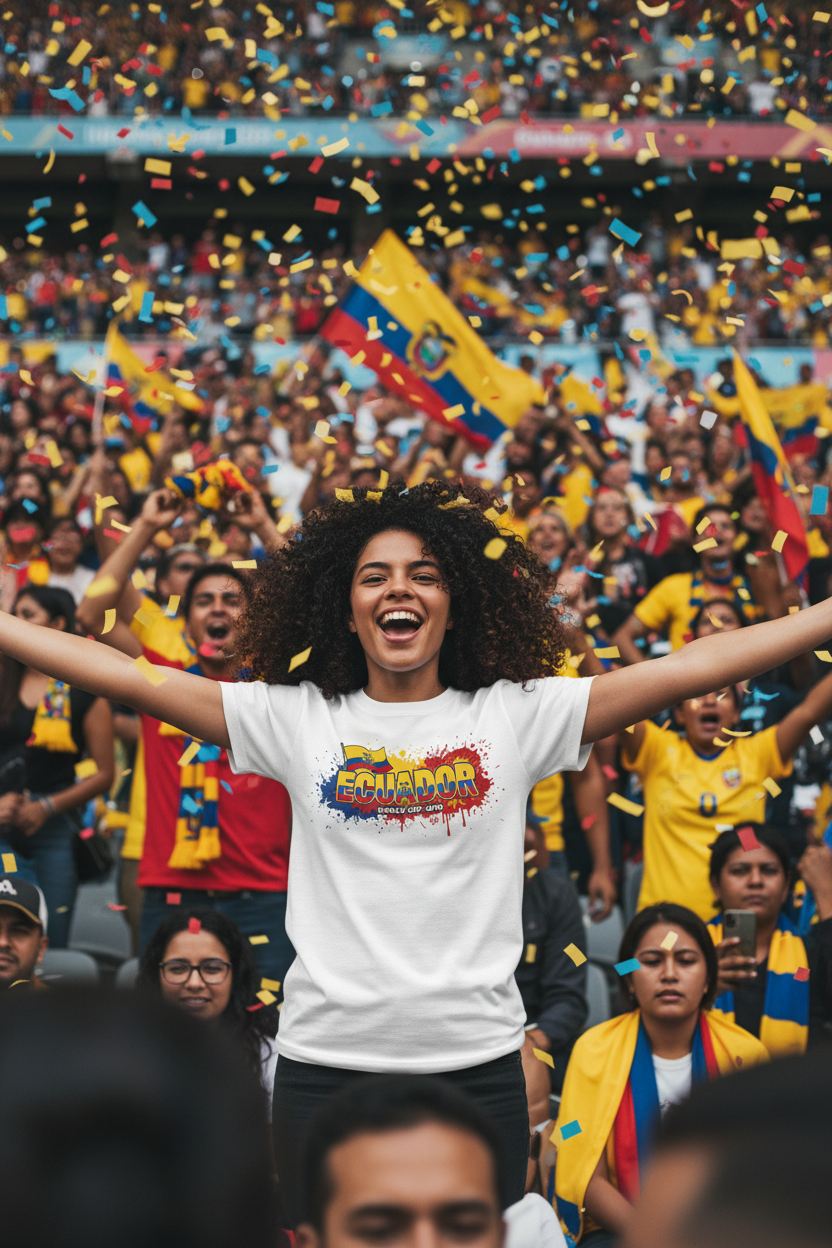 Ecuador World Cup 2026 T-Shirt - Bold Graffiti Flag Design by StayClothed.com