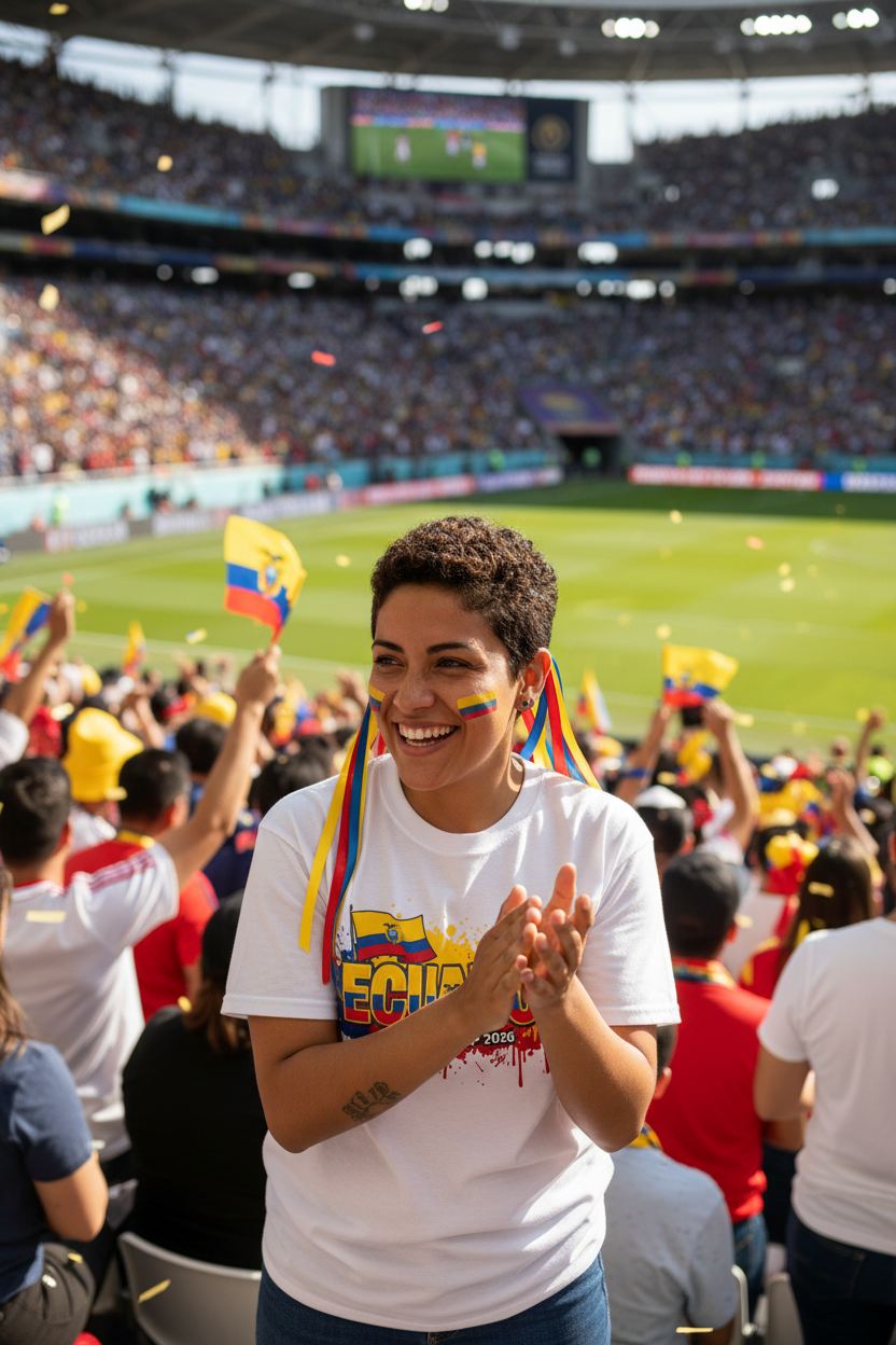 Ecuador World Cup 2026 T-Shirt - Bold Graffiti Flag Design by StayClothed.com