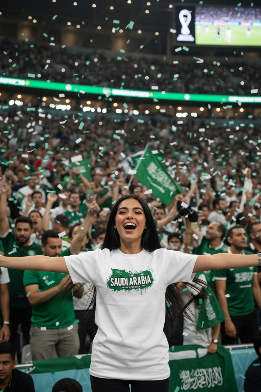 Saudi Arabia World Cup 2026 T-Shirt - Bold Graffiti Flag Design by StayClothed.com