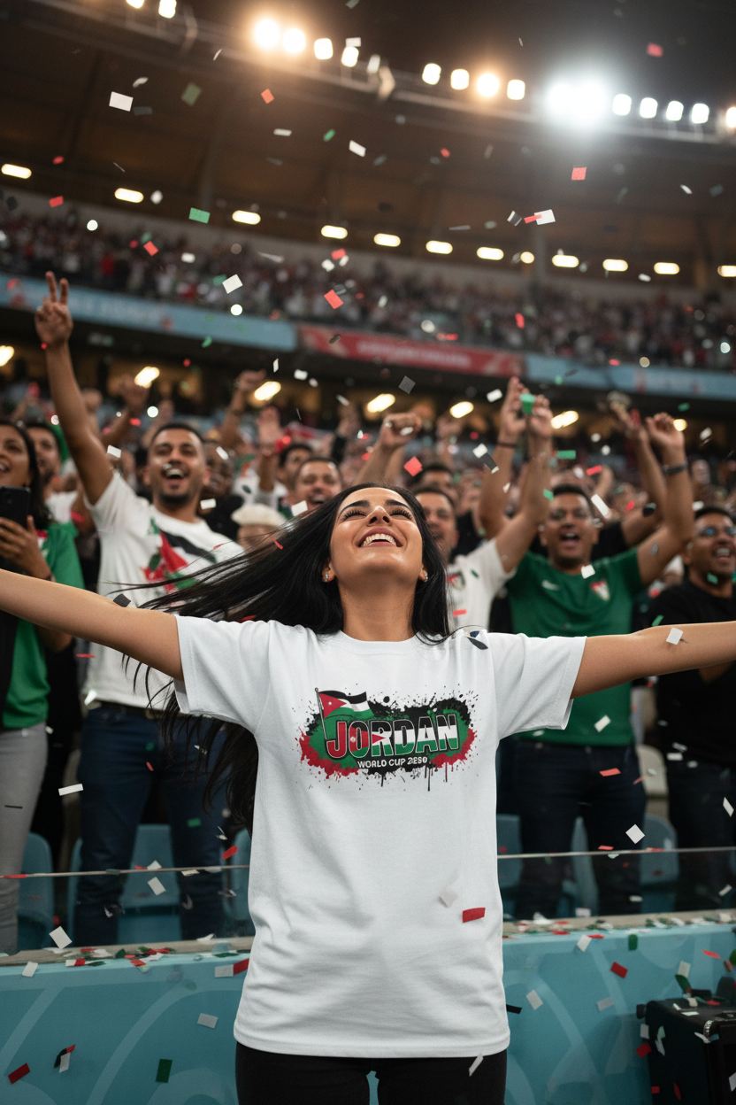 Jordan World Cup 2026 T-Shirt - Bold Graffiti Flag Design by StayClothed.com