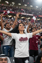Qatar World Cup 2026 T-Shirt - Bold Graffiti Flag Design by StayClothed.com