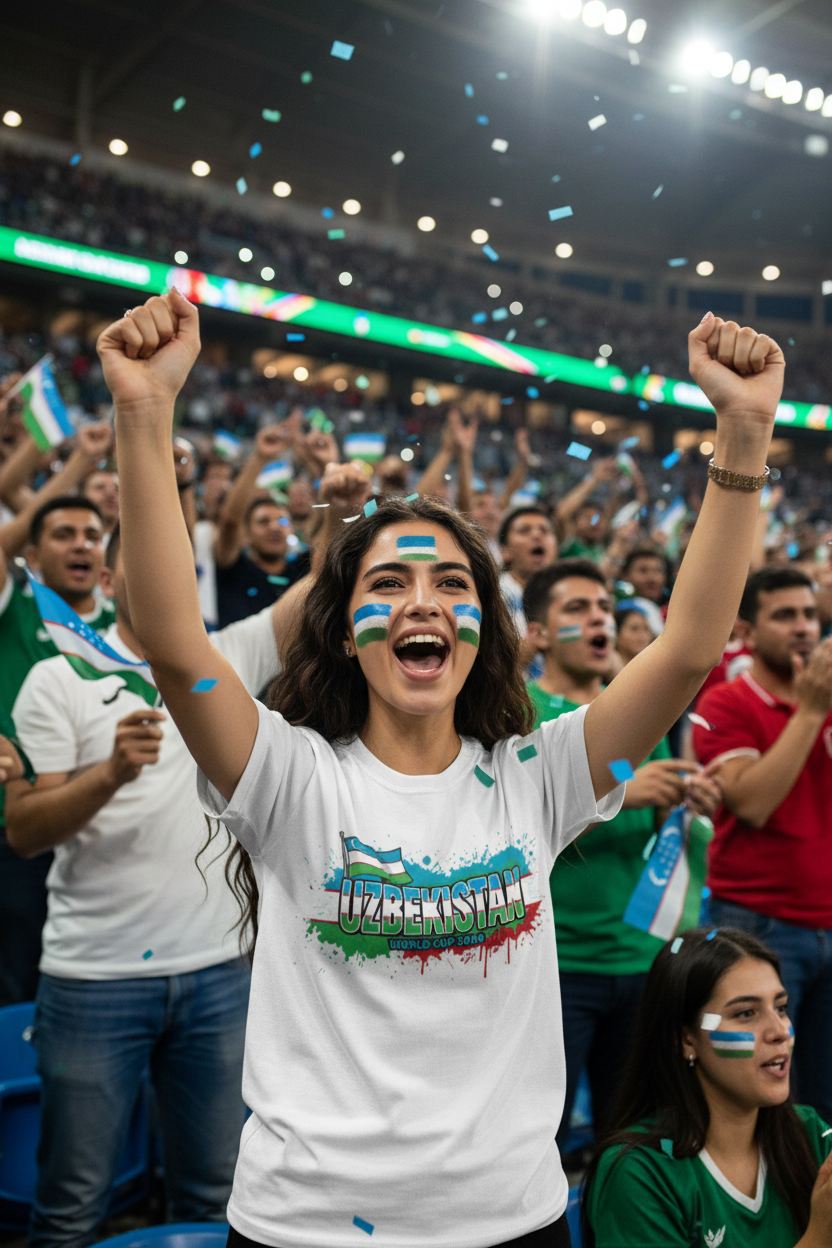 Uzbekistan World Cup 2026 T-Shirt - Bold Graffiti Flag Design by StayClothed.com