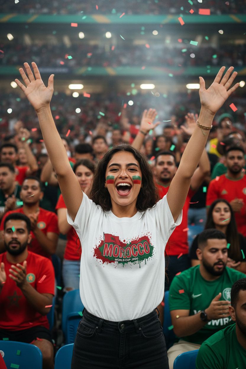 Morocco World Cup 2026 T-Shirt - Bold Graffiti Flag Design by StayClothed.com