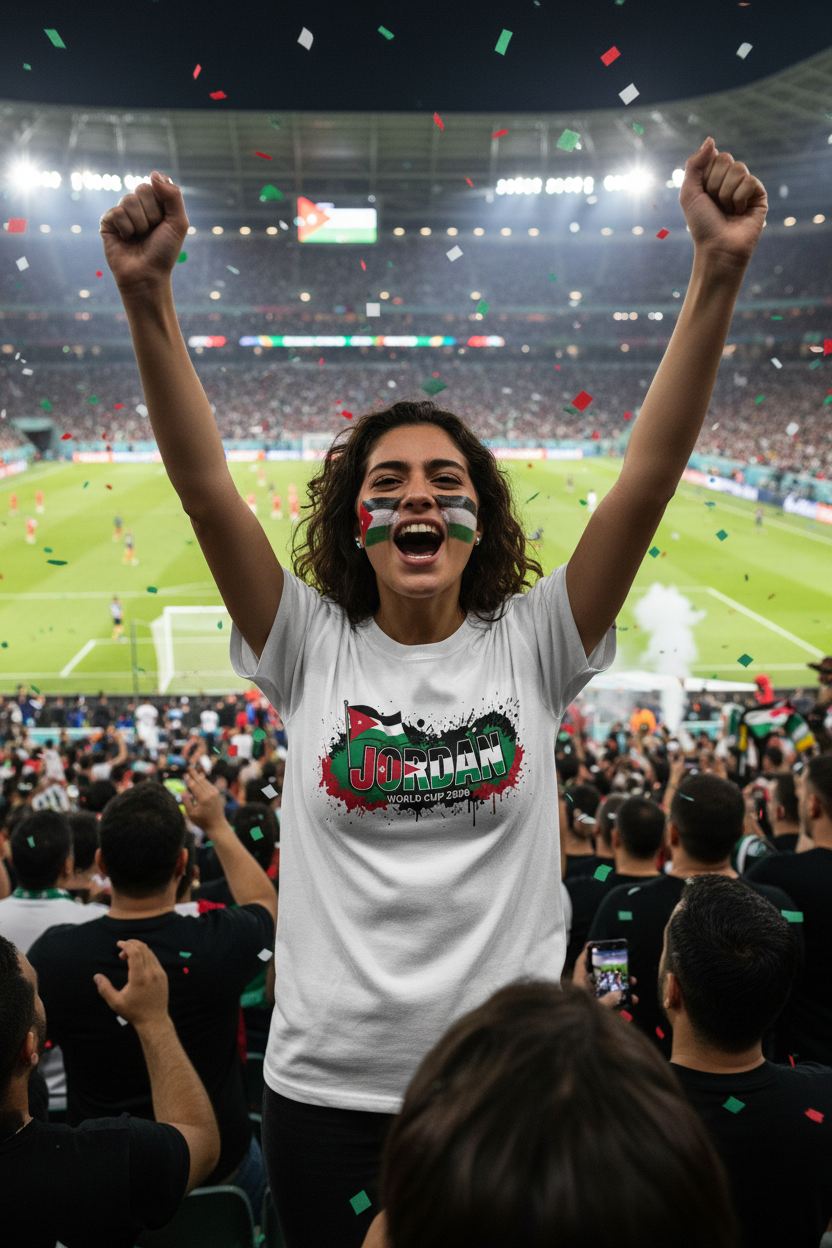 Jordan World Cup 2026 T-Shirt - Bold Graffiti Flag Design by StayClothed.com