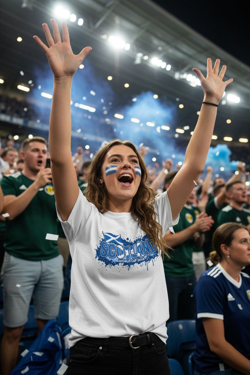 Scotland World Cup 2026 T-Shirt - Bold Graffiti Flag Design by StayClothed.com
