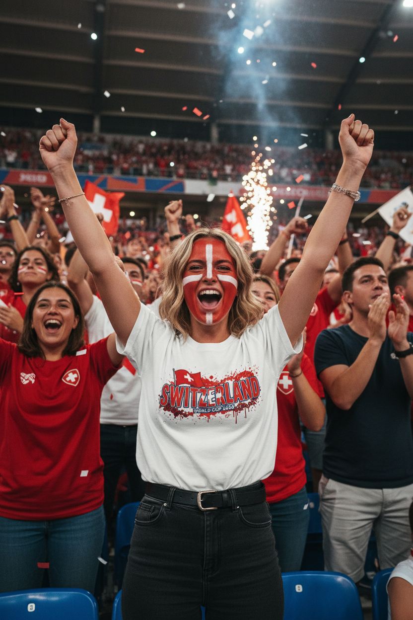 Switzerland World Cup 2026 T-Shirt - Bold Graffiti Flag Design by StayClothed.com