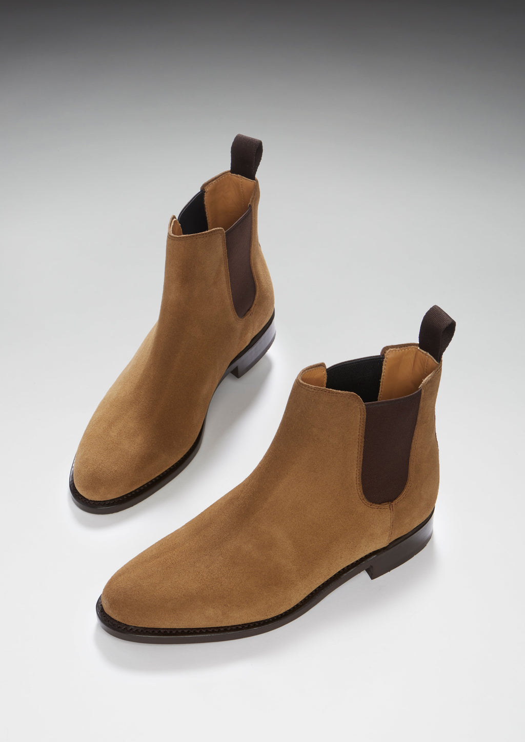 Hugs & Co Womens Tobacco Suede Chelsea Boots Welted Leather Sole