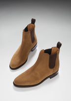 Hugs & Co Womens Tobacco Suede Chelsea Boots Welted Leather Sole