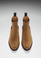 Hugs & Co Womens Tobacco Suede Chelsea Boots Welted Leather Sole