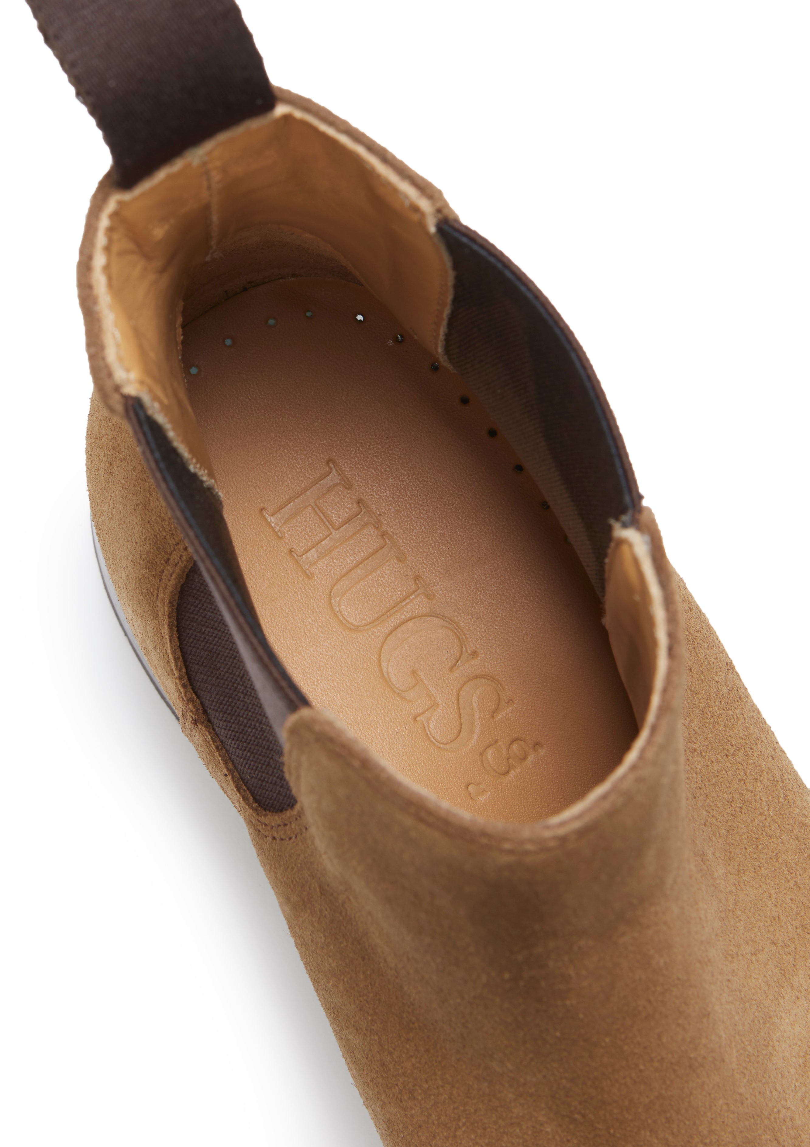 Hugs & Co Womens Tobacco Suede Chelsea Boots Welted Leather Sole