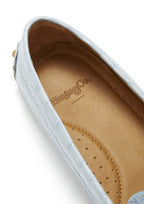 Hugs & Co Womens Penny Driving Loafers Powder Blue Print Patent Leather