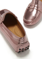 Hugs & Co Womens Penny Driving Loafers Rose Gold Patent Leather