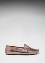 Hugs & Co Womens Penny Driving Loafers Rose Gold Patent Leather
