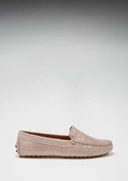Hugs & Co Womens Penny Driving Loafers Powder Pink Print Patent Leather