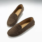 Hugs & Co Womens Penny Driving Loafers Brown Suede