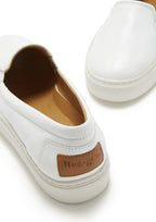 Hugs & Co Womens Slip-On Sneakers White Leather