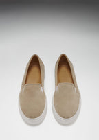 Hugs & Co Womens Slip-On Sneakers Taupe Suede