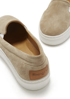 Hugs & Co Womens Slip-On Sneakers Taupe Suede