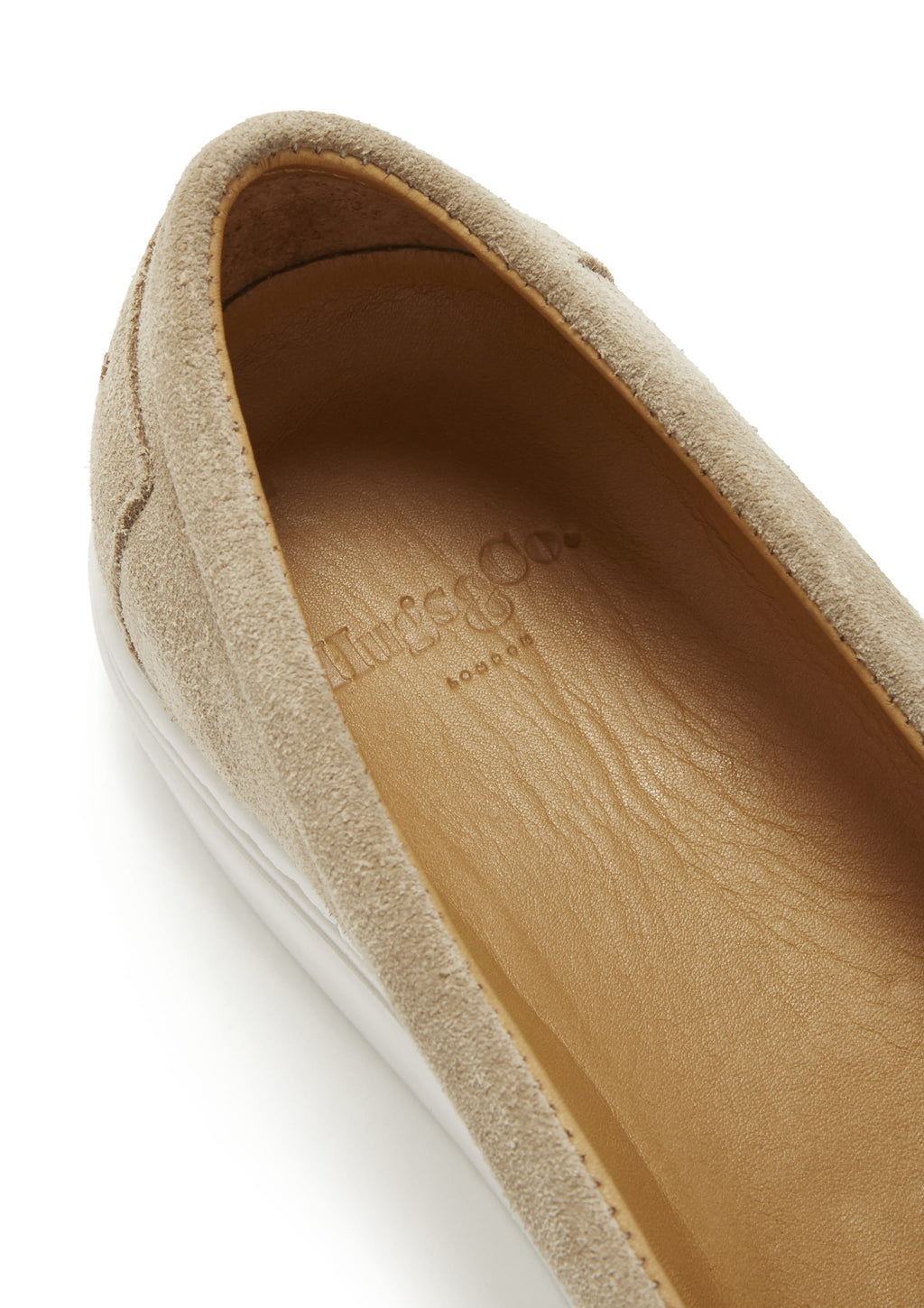 Hugs & Co Womens Slip-On Sneakers Taupe Suede