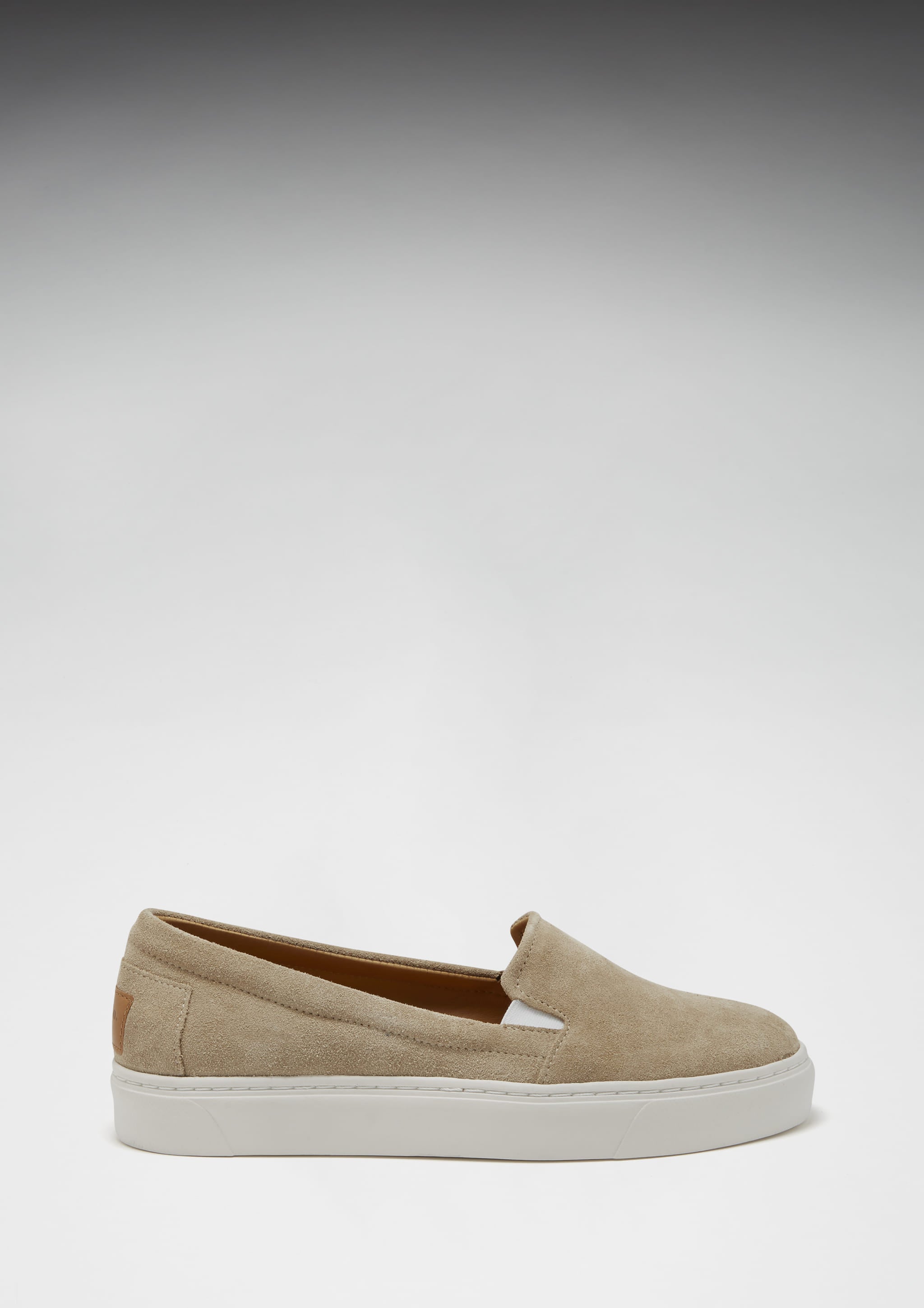 Hugs & Co Womens Slip-On Sneakers Taupe Suede