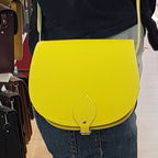 Zatchels Pastel Daffodil Yellow saddle bag size detail