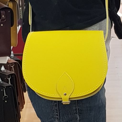 Zatchels Pastel Daffodil Yellow saddle bag size detail