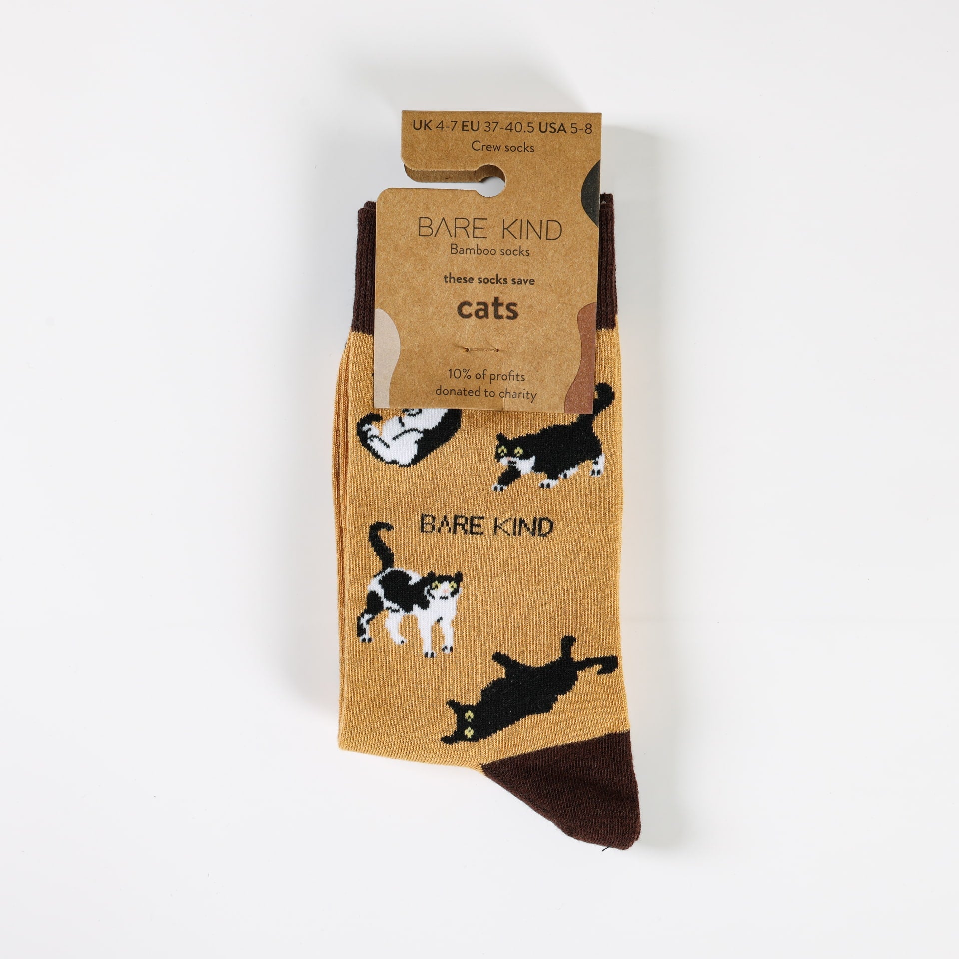 Bare Kind Save the Brown Cat Bamboo Socks