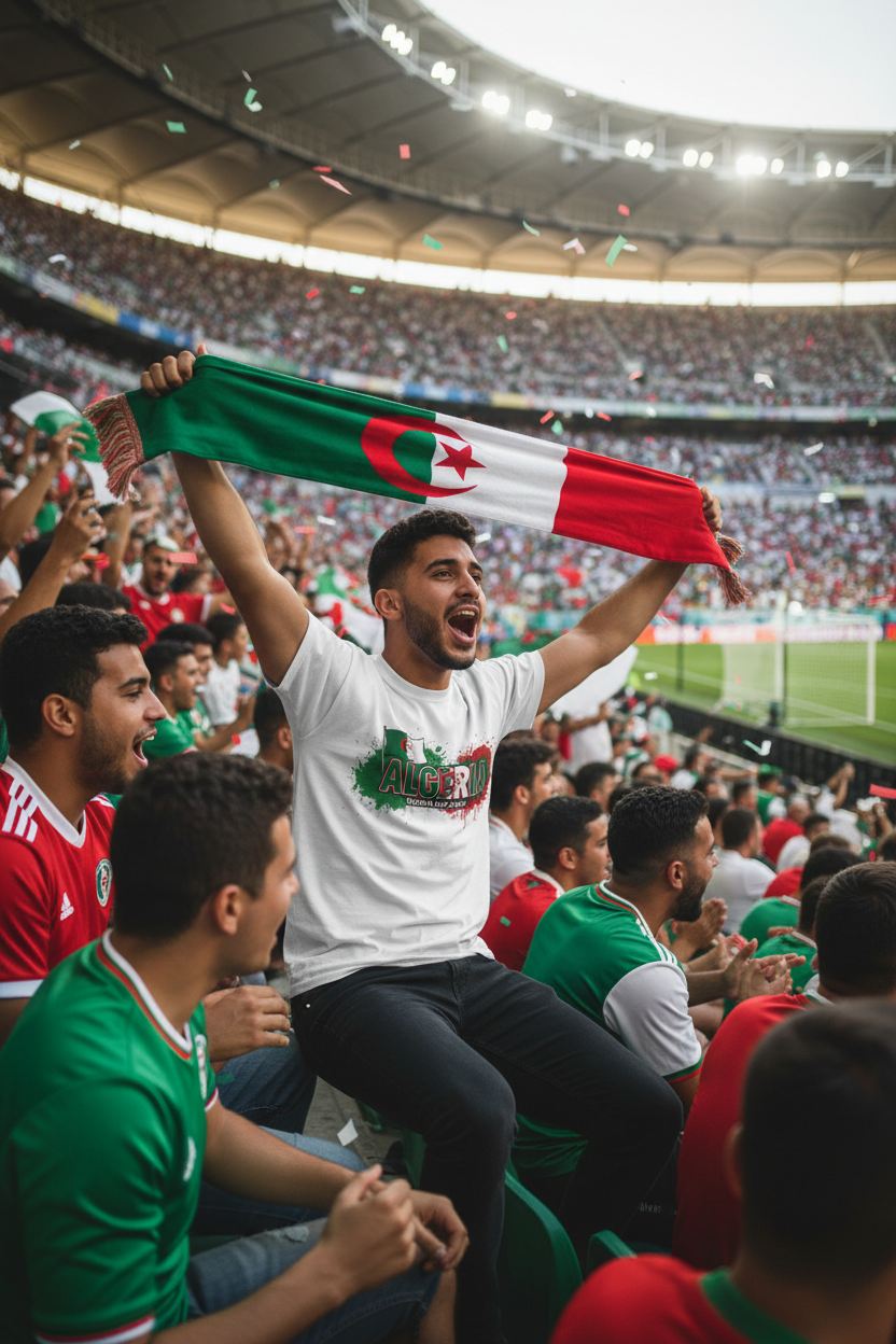 Algeria World Cup 2026 T-Shirt - Bold Graffiti Flag Design by StayClothed.com