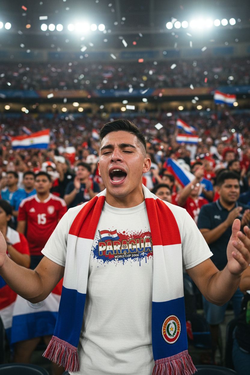 Paraguay World Cup 2026 T-Shirt - Bold Graffiti Flag Design by StayClothed.com