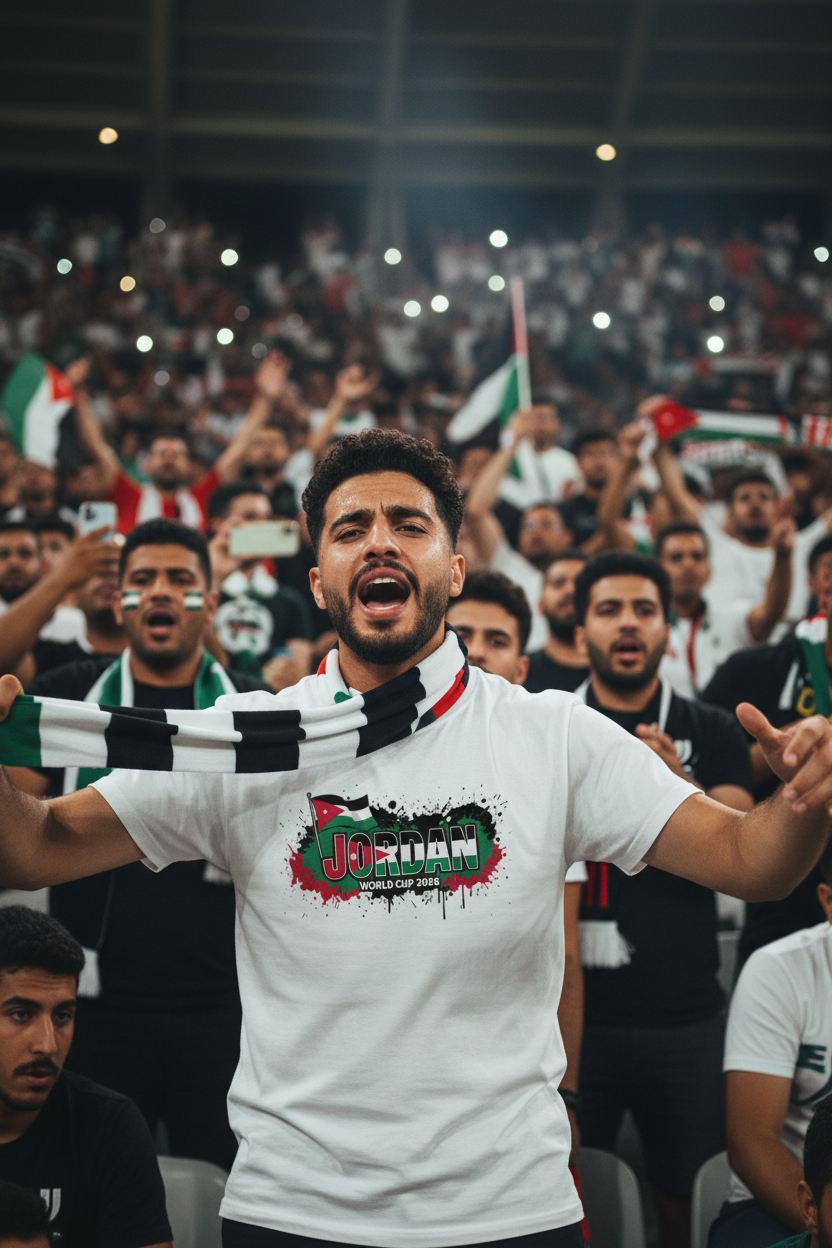 Jordan World Cup 2026 T-Shirt - Bold Graffiti Flag Design by StayClothed.com