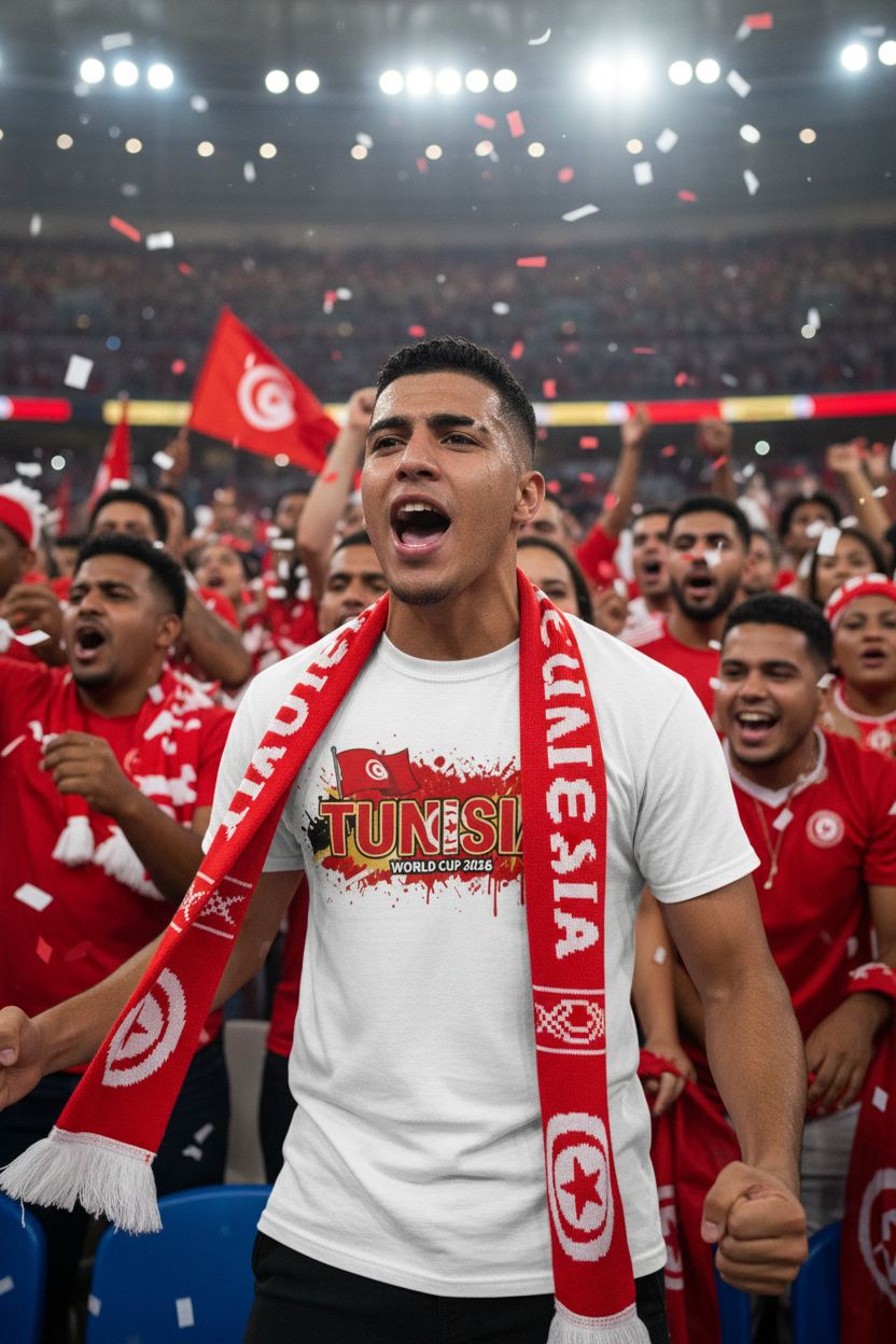 Tunisia World Cup 2026 T-Shirt - Bold Graffiti Flag Design by StayClothed.com