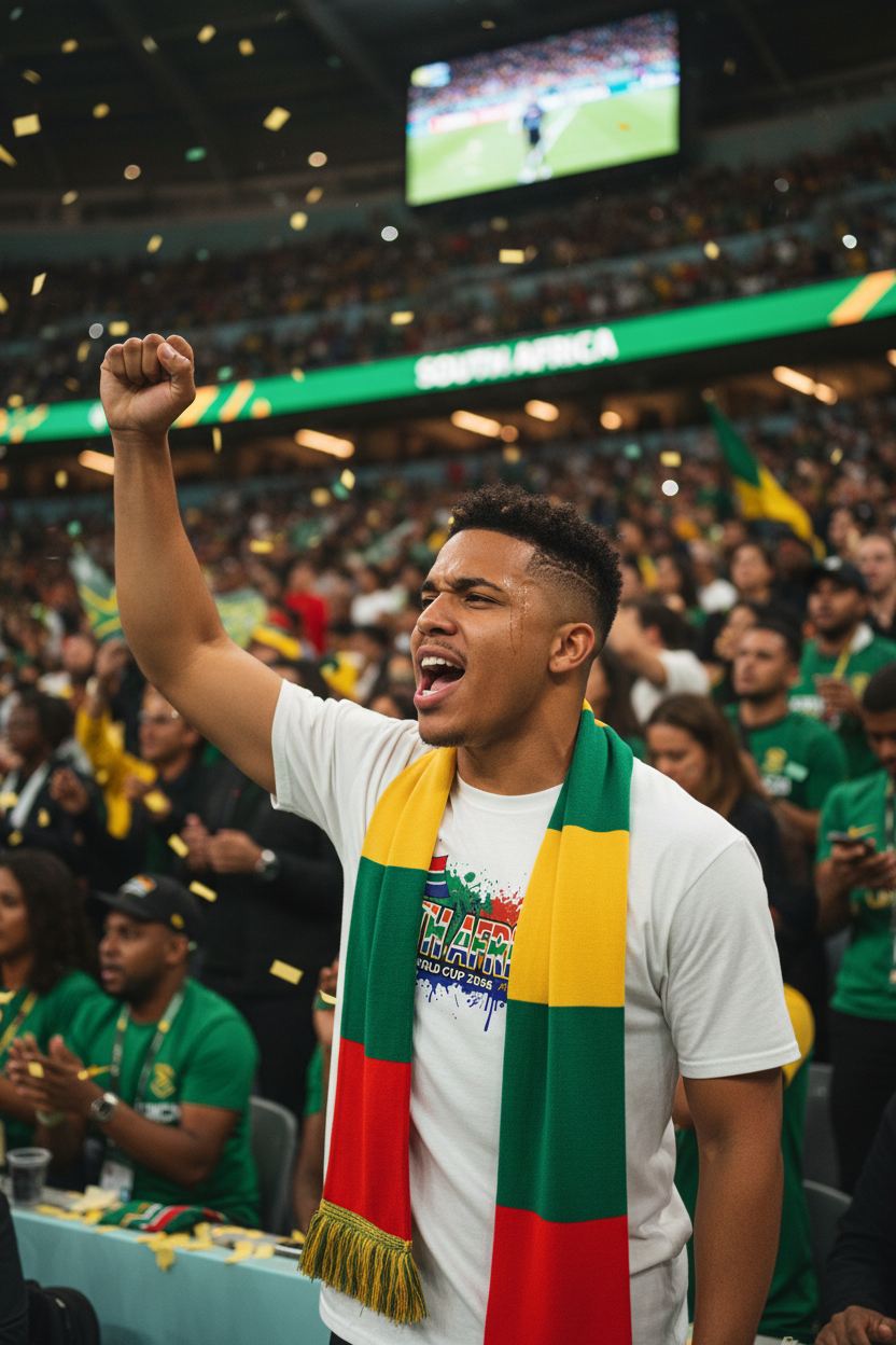 South Africa World Cup 2026 T-Shirt - Bold Graffiti Flag Design by StayClothed.com