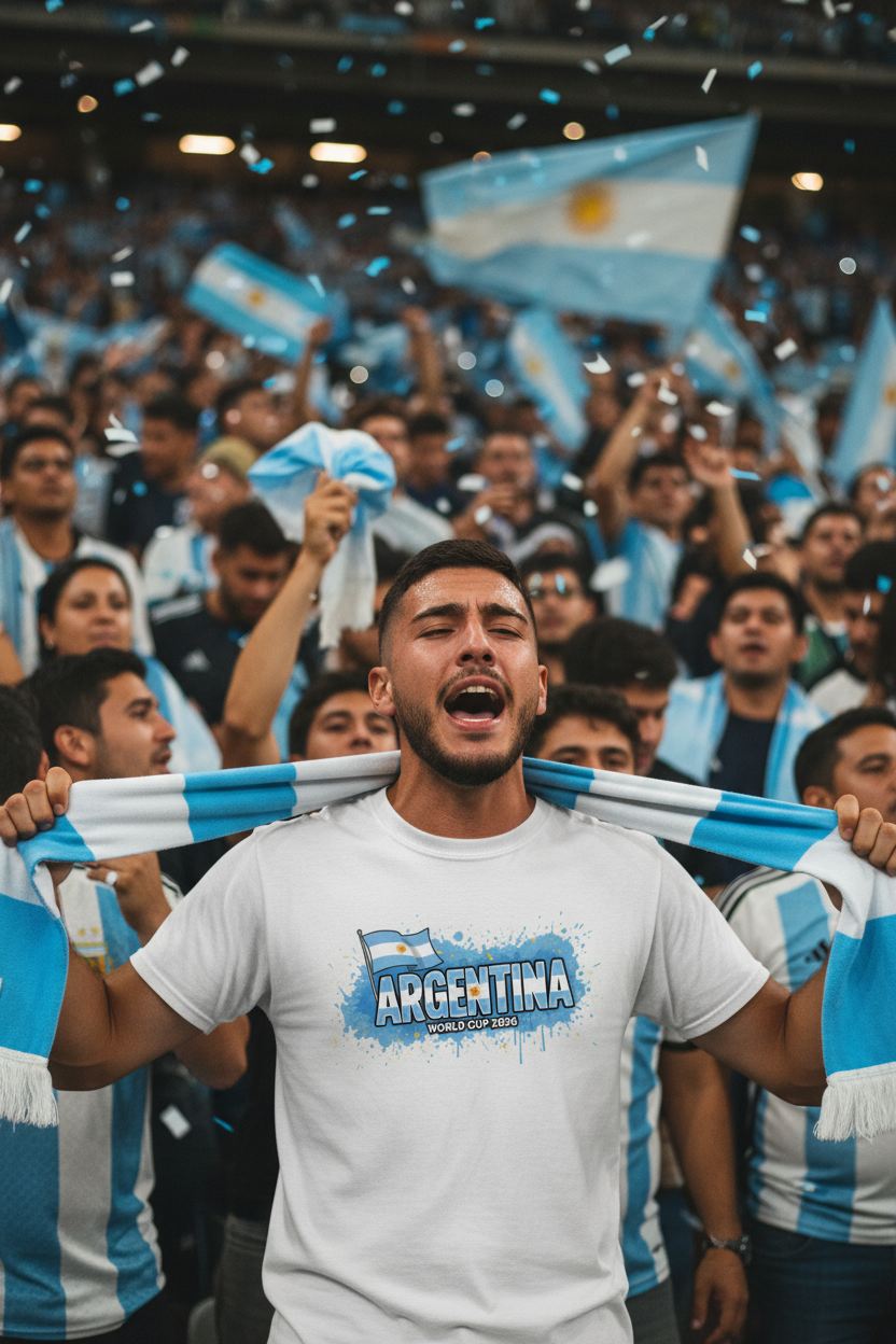 Argentina World Cup 2026 T-Shirt - Bold Graffiti Flag Design by StayClothed.com
