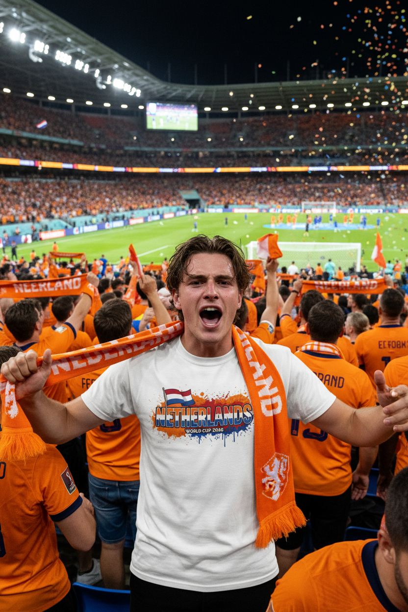 Netherlands World Cup 2026 T-Shirt - Bold Graffiti Flag Design by StayClothed.com