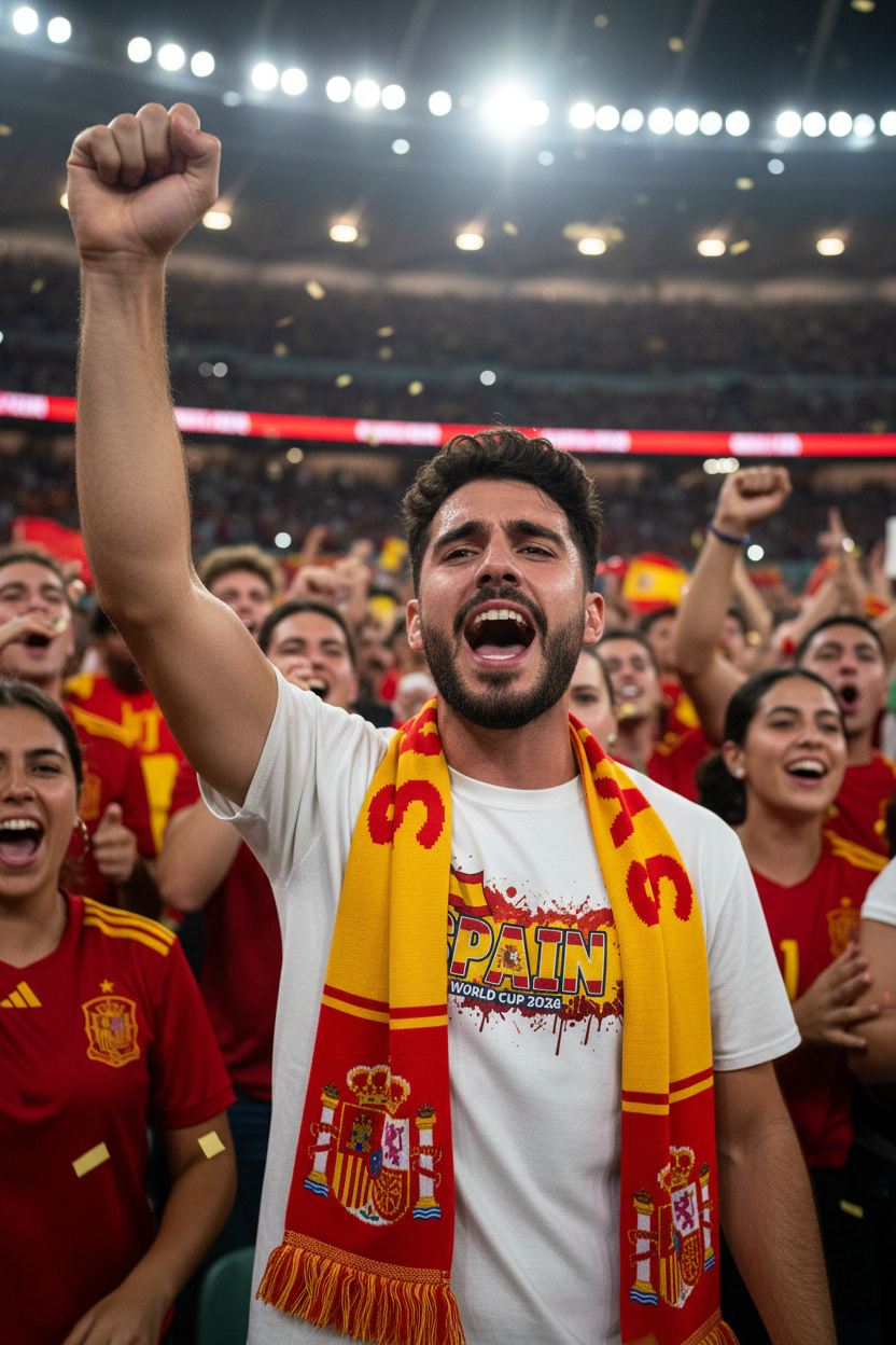 Spain World Cup 2026 T-Shirt - Bold Graffiti Flag Design by StayClothed.com